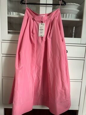 Women's Pink A-Line Midi  Skirt Zara NWT